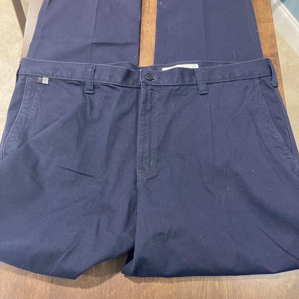Carhartt FR Flame Resistant Navy Blue Canvas Work Pants Size 44x34 Welder 371-20 - Picture 8 of 15